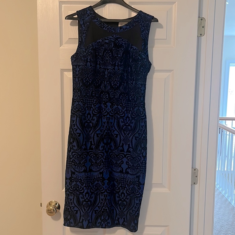 Blue and black cocktail dress